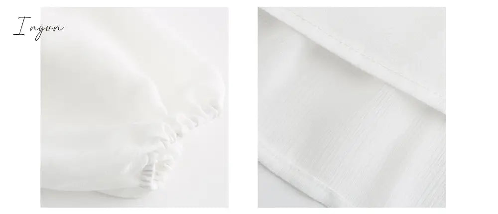 Ingvn - Summer Dresses For Women Sexy Plunge V Neck Women's Summer Dress White Lace Long Sleeve Mini Wedding Party Dress Ruffle Elegant Clothes