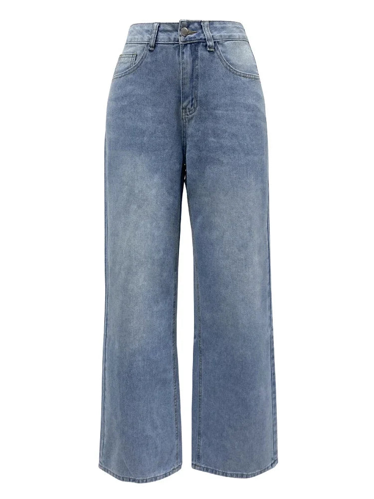 Ingvn   Vintage Blue Jeans for Women  Summer Fashion Egirl Streetwear y2k Wide Leg Pants Women's High Waisted Baggy Jeans