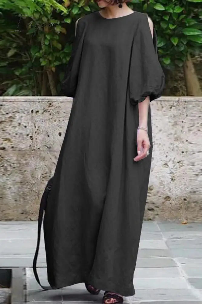 Ingvn - Casual Simplicity Solid Solid Color O Neck Dresses(3 Colors)