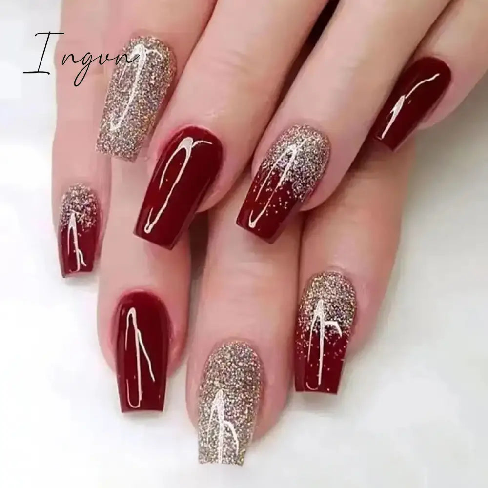 24Pcs Fake Nails Press On Supplies False Charms Tips For ABS Nail Art And Decorations Manicure Extension Contains Jelly Gel