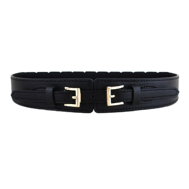 Luxury ladies wide belt elastic vintage buckle leather wide fashion wild pin buckle women's belt waist seal belt