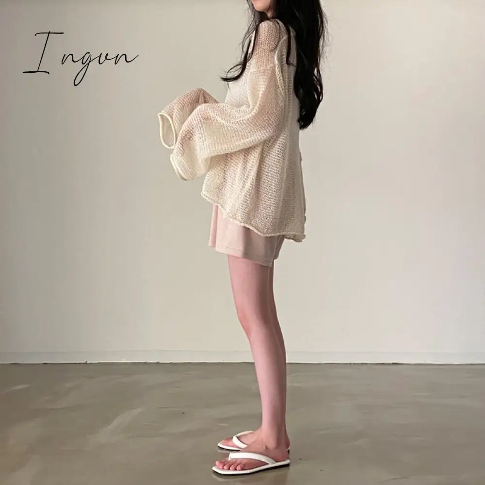 Ingvn - Lazy Style Full Sleeves Jumpers Tops Hollow Out Sexy Women Fashion Casual Streetwear Chic Femme Sweaters Pullovers