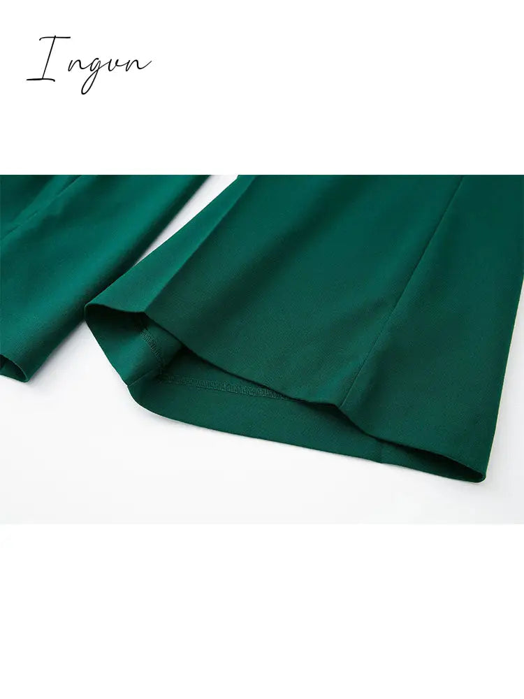 Ingvn - Women Fashion Solid High Waist Wide Leg Pants Suit Female Casual Front Zipper With Pockets Ladies Loose Long Trousers