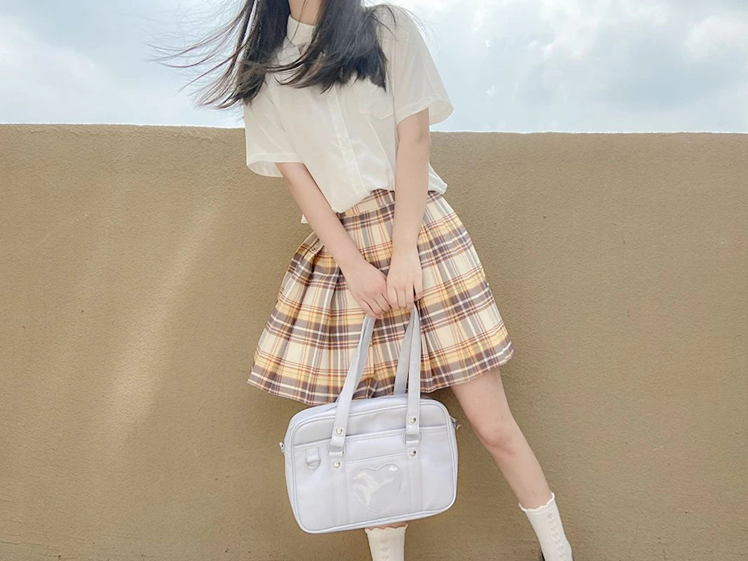 INGVN  Japanese Heart Patchwork Women Handbags High-capacity Streetwear Simple Messenger Bag All Match Fashion Shoulder Bags Y2k Preppy