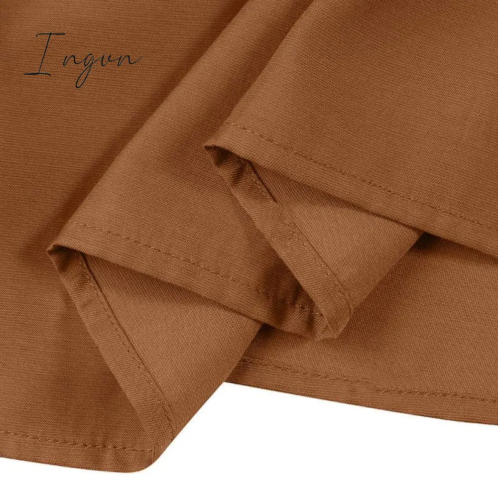 Ingvn - Loose Dress Autumn Women Long Sleeve Solid V Neck Party Dress Casual Loose Ruffled Pleated Party Vestido Robe