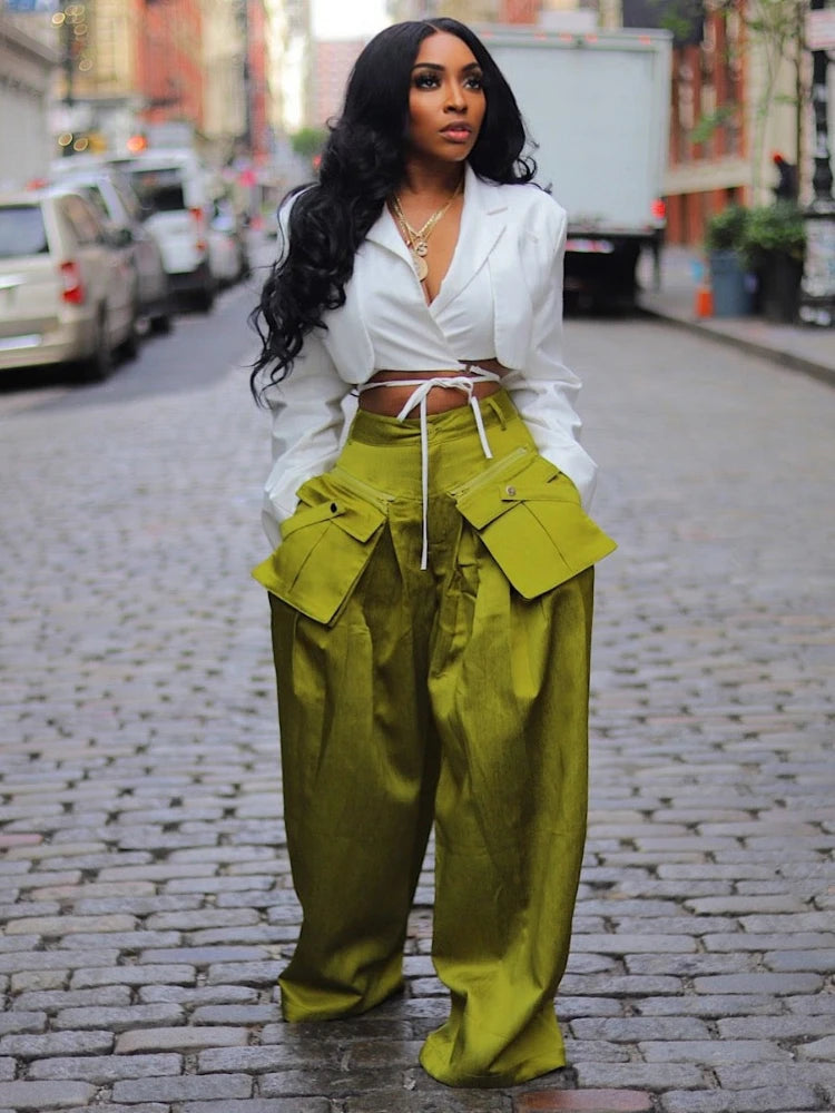 Ingvn  Cargo Pants Women  Summer Fashion Women's Casual Pant Streetwear Ins Detachable 3D Pocket High Waisted Wide Leg Pants