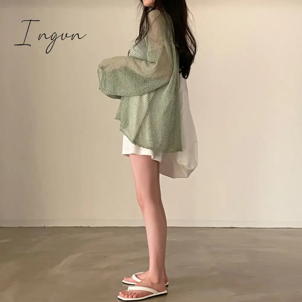 Ingvn - Lazy Style Full Sleeves Jumpers Tops Hollow Out Sexy Women Fashion Casual Streetwear Chic Femme Sweaters Pullovers