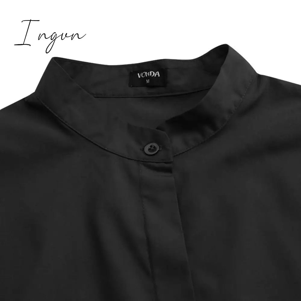 Ingvn - White Shirts Summer Women Solid Flare Sleeve Shirts Spring Blouse Sexy V Neck Button Up Office Shirt Femininas Blusas