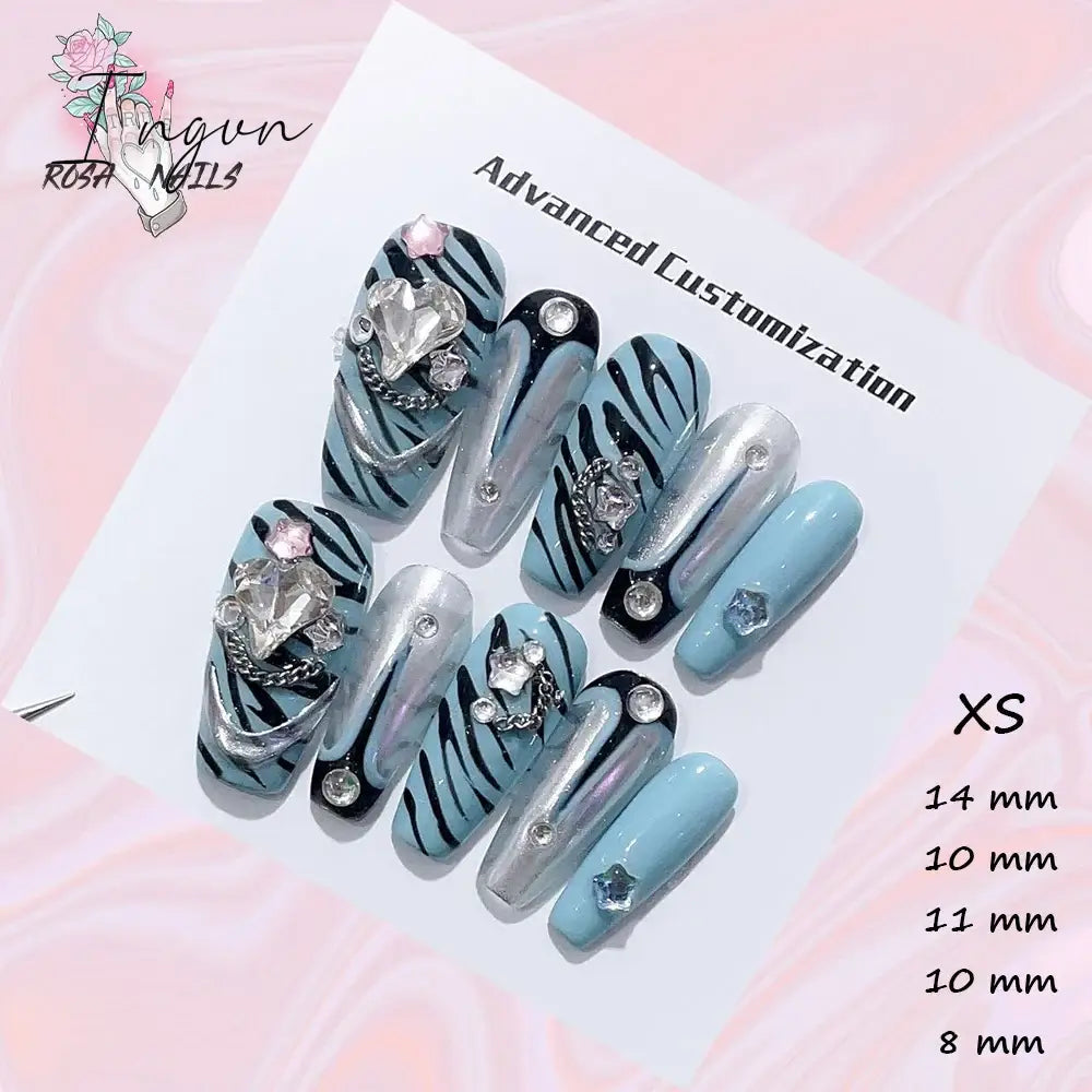 Punk Dragon Charms Press on Nail Artificial Long False Nails XS Black Dragons Goth Presson Tips Butterfly Fake Nail y2k Pressons