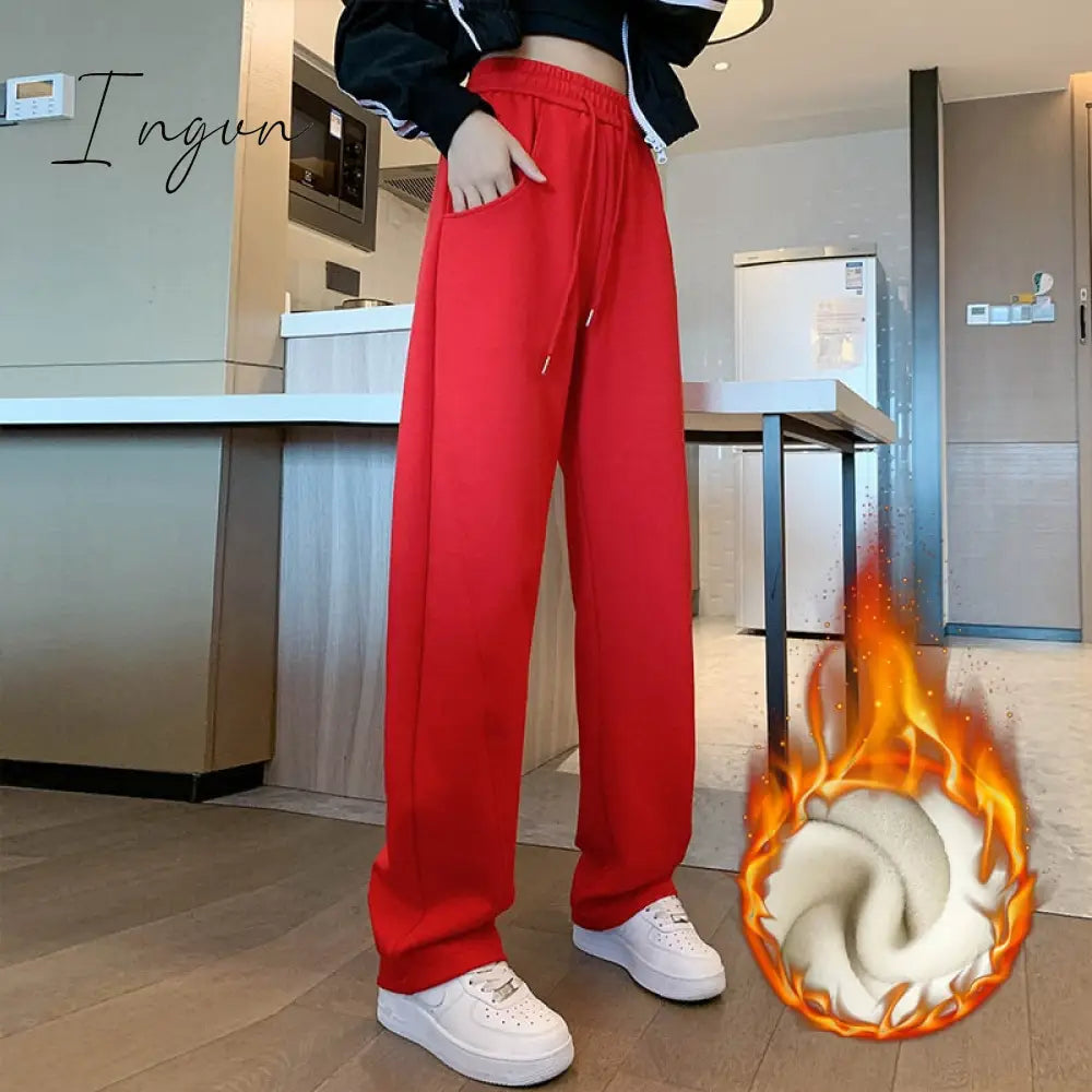 Ingvn - Sweatpants Women 2023 New Streetwear Pants High Waist Loose Trousers Casual Straight Sport Wide Leg Baggy Pants Joggers