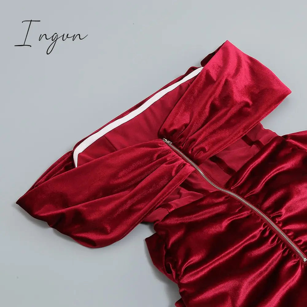 Ingvn - Spring Outfits Trends Draping Off Shoulder Corset Dress High Quality Christmas Summer Bodycon Dress Women Sexy Evening Club Dress Outfit