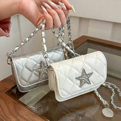 Ingvn  Fashion Star Women's Small Square Shoulder Bag Sewing Thread Female Crossbody Bags Simple Chain Ladies Retro Tote Purse Handbags