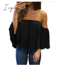 Ingvn - Summer T-shirt Women Fashion Sexy Chiffon Off Shoulder Shirts Strapless Short Sleeve Beach Tops Tee Feminine 5XL