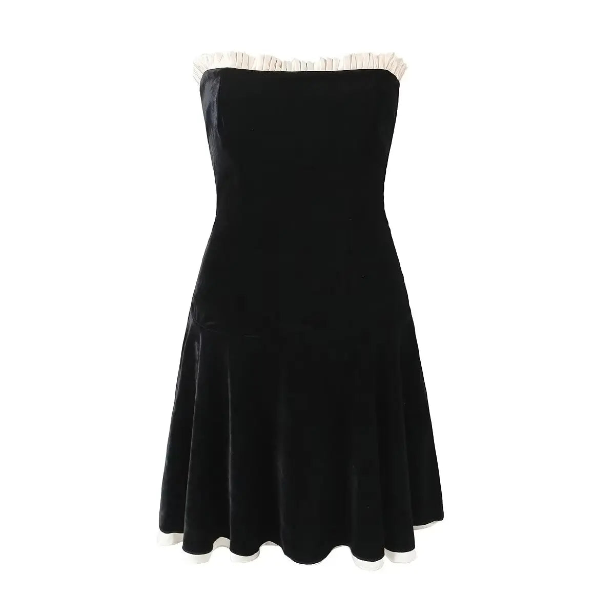Black Strapless Christmas Dress Sexy A Line Vintage Velvet Party Mini Dresses Elegant Women Dresses