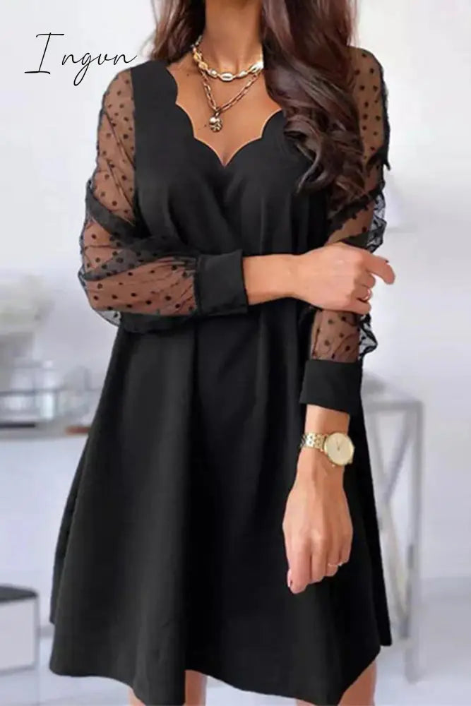 Ingvn - Sweet Elegant Floral Lace V Neck A Line Dresses(5 Colors)