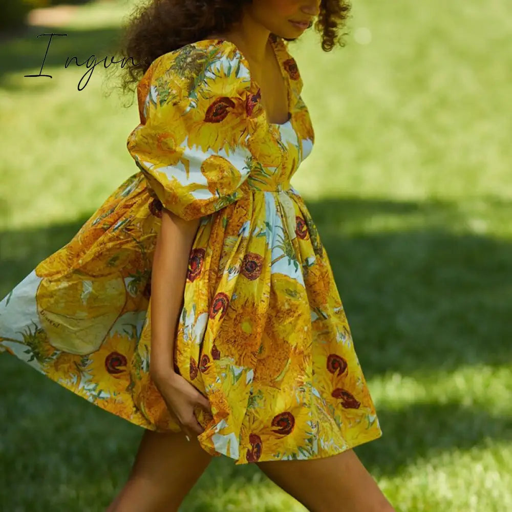 Ingvn - Printed digital new French dress