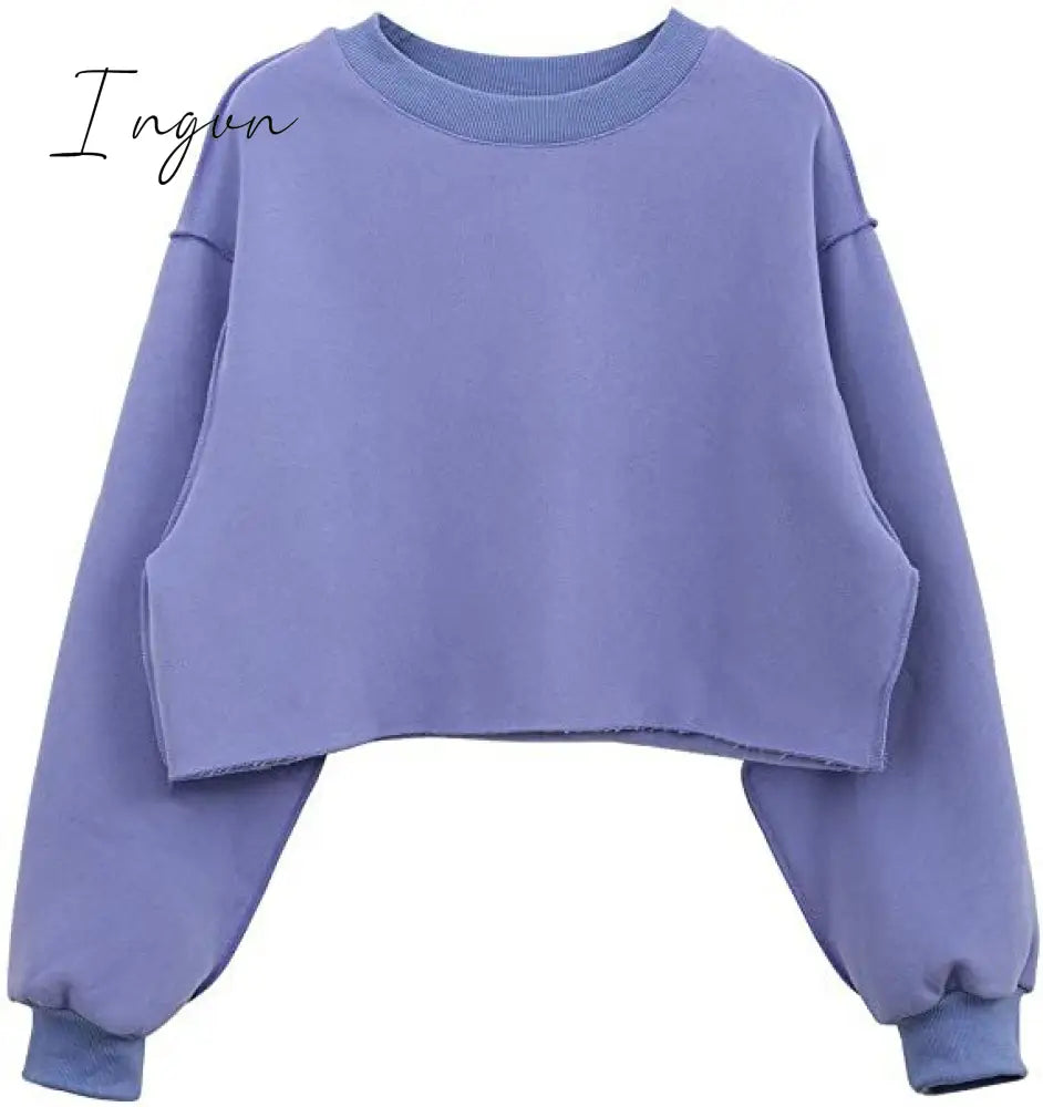 Ingvn - Thick Cotton Oversized Women Sweatshirt Hoodies Casual Loose Long Sleeve Harajuku Streetwear Crop Pullover Plus Size Ropa Mujer