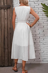 Ingvn - V-Neck Ruched Sleeveless Mini Dress
