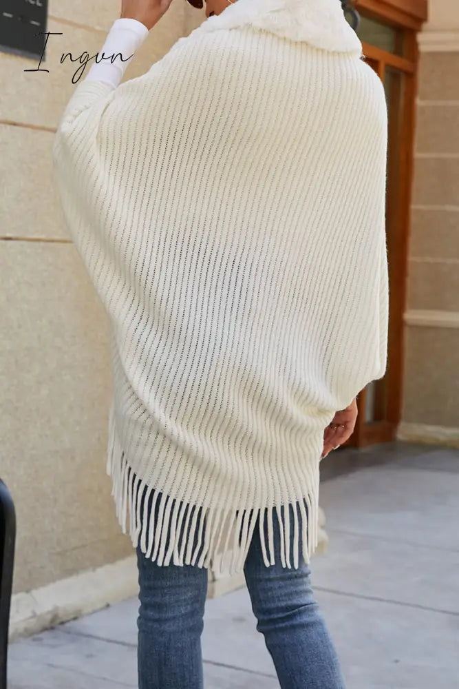 Ingvn - Elegant Solid Tassel Turndown Collar Outerwear