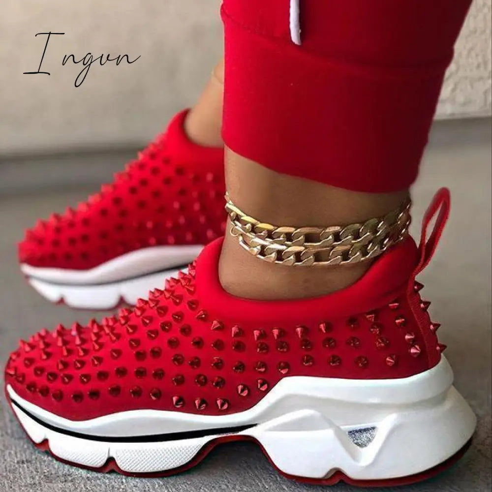 Ingvn - Rivet Low-Cut Upper Lace-Up Sneakers