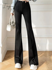 Ingvn - Korean Fashion Office Lady Suit Pants for Women Spring Skinny Flare Pants Black High Waist Wide Leg Trousers Female S-XL