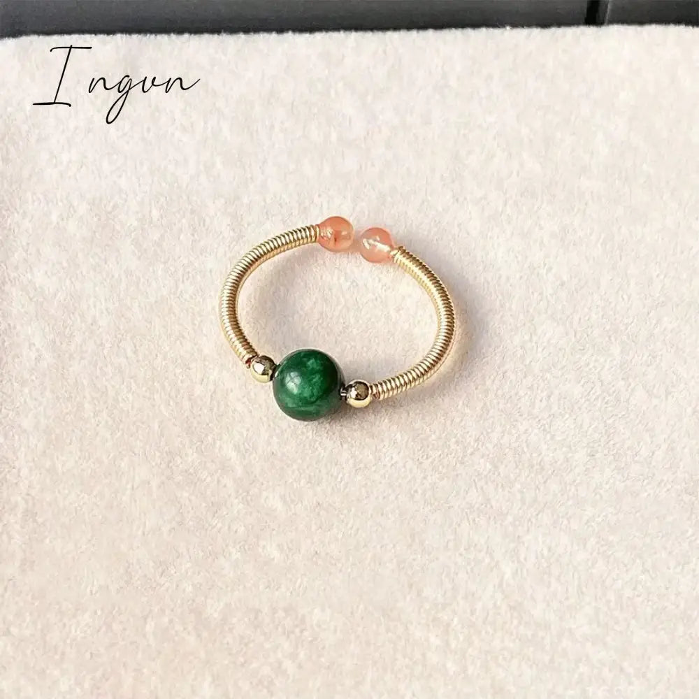 New Fashion Simple Colorful Crystal Natural Stone Opening Ring for Women Exquisite Copper Ring Sweet Elegant Party Jewelry
