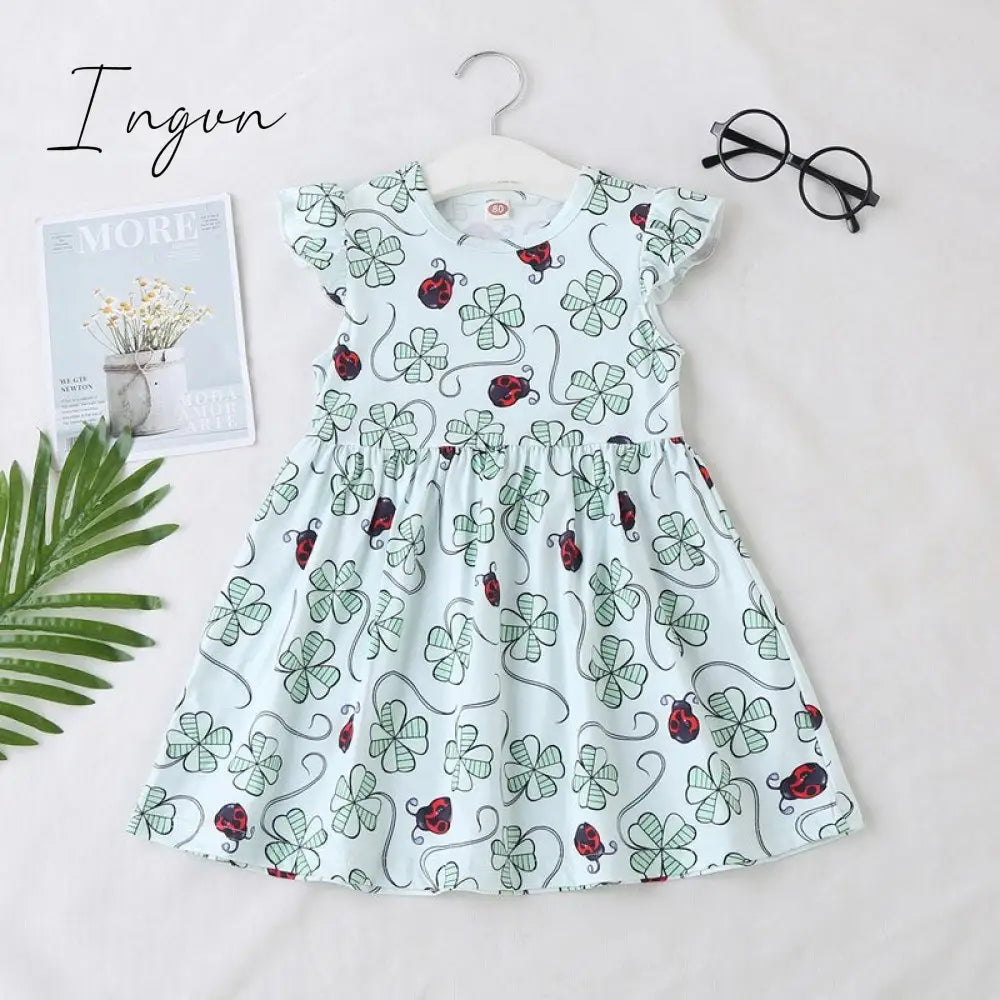 Ingvn - New Summer Baby Girls Tutu Dress Children Party Little Girl Kids Clothes Flying Sleeve Princess Rainbow Patchwork Outfits Dress