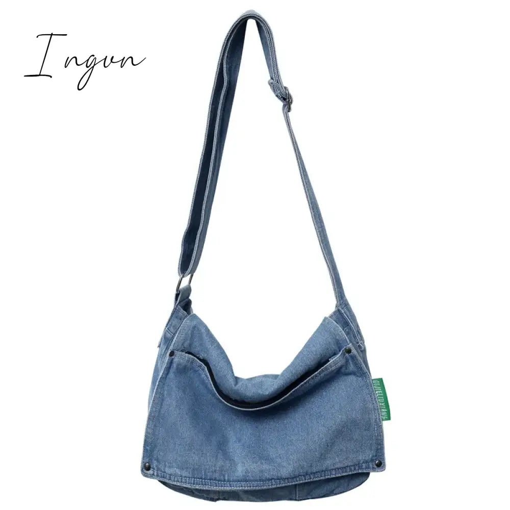 Ingvn - Denim Women's Bag 2024 New Eco Reusable Ladies Handbags Canvas Shopping Travel Shoulder Bags Unisex Jeans Crossbody Bag Shoppers