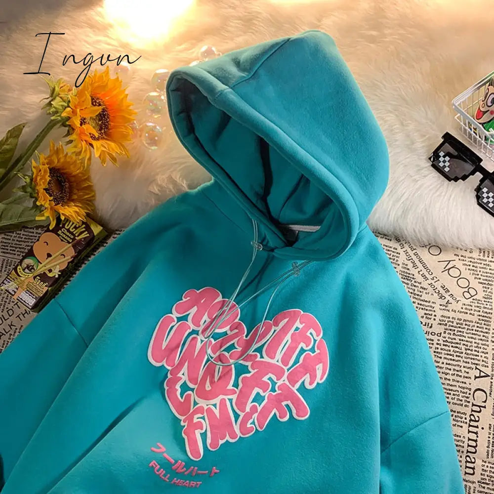 Ingvn - Women Letter Designer Love Y2k Hoodies Female Harajuku Korean Fashion Sweatshirts Girl Vintage Streetwear Hoodie