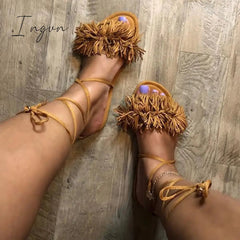 Ingvn - Summer Short Tassel Strap Sandals