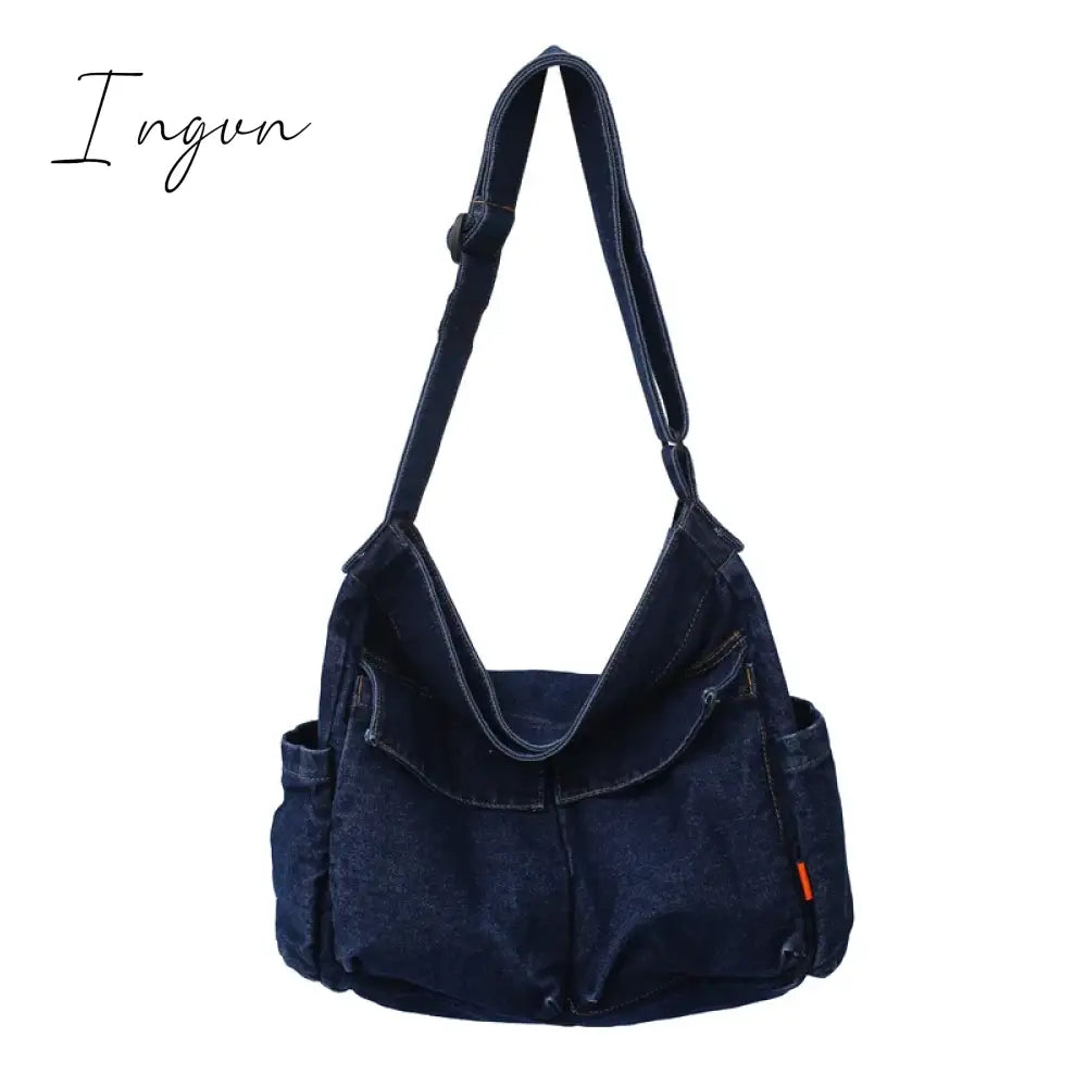 Ingvn - Denim Women's Bag 2024 New Eco Reusable Ladies Handbags Canvas Shopping Travel Shoulder Bags Unisex Jeans Crossbody Bag Shoppers