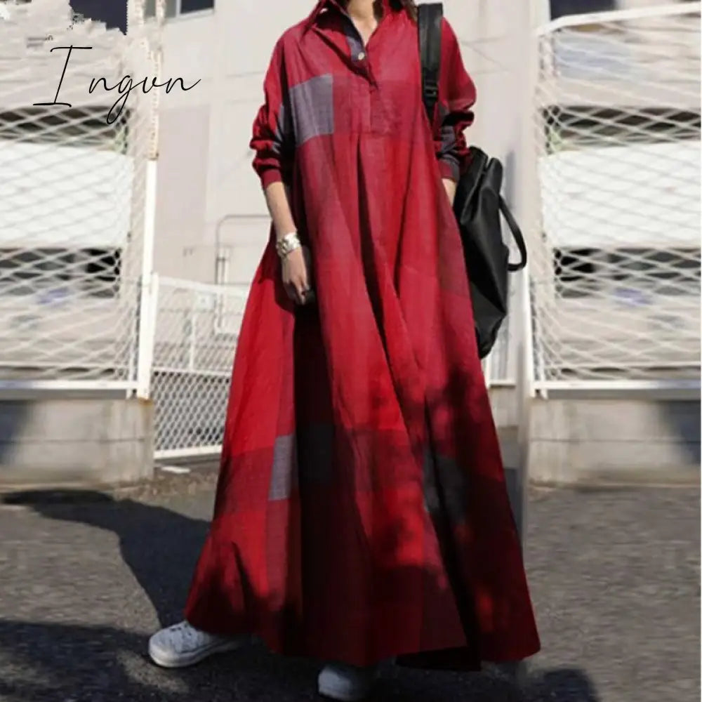 Ingvn - Turkey Muslim Women Long Dress Moroccan Kaftan Solid Maxi Vestidos Elegant Robe Femme Musulman Prayer Garment Islamic Clothing