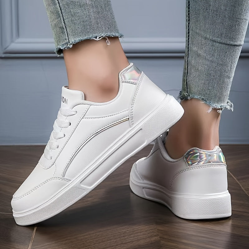Stylish ComfortFit Skate Shoes - Road Running, Low-Top, Lace-Up, Round Toe, Ultra-Lightweight, Breathable, Comfortable, All-Season, Versatile Sneakers for Women