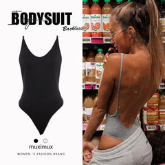 Ingvn - New Summer Women Sexy Bodysuit Spring Fashion Casual Backless Spaghetti Strap Black Bodysuit Body Tops For Women Short Jumpsuit