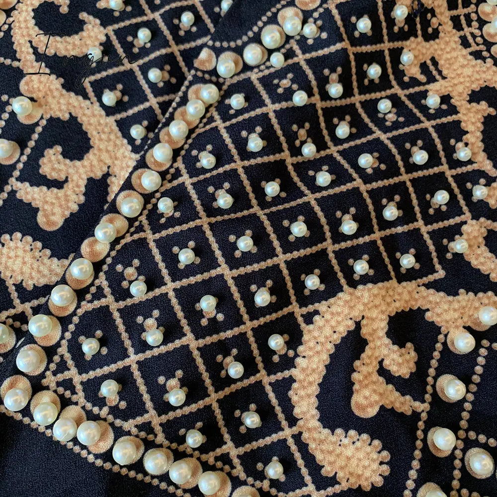 Ingvn - new Beaded Geometric Autumn Winter Long Sleeves V-Neck Vintage Ladies Outwear vintage fashion Overcoats
