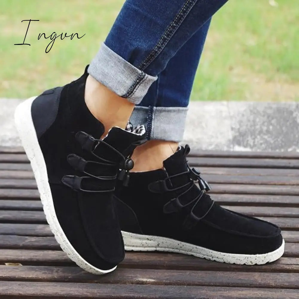 Ingvn - Casual Laced Front Ankle Boots
