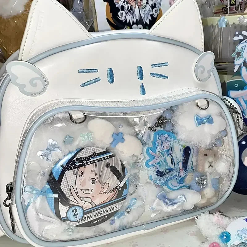 Ingvn  Y2K Korean Harajuku Japan Kawaii Cat Ita White Crossbody Bag Vintage Mini Backpacks Aesthetic Cute Shoulder Crossbody Bags Women