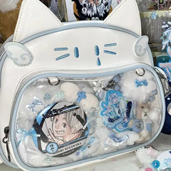 Ingvn  Y2K Korean Harajuku Japan Kawaii Cat Ita White Crossbody Bag Vintage Mini Backpacks Aesthetic Cute Shoulder Crossbody Bags Women