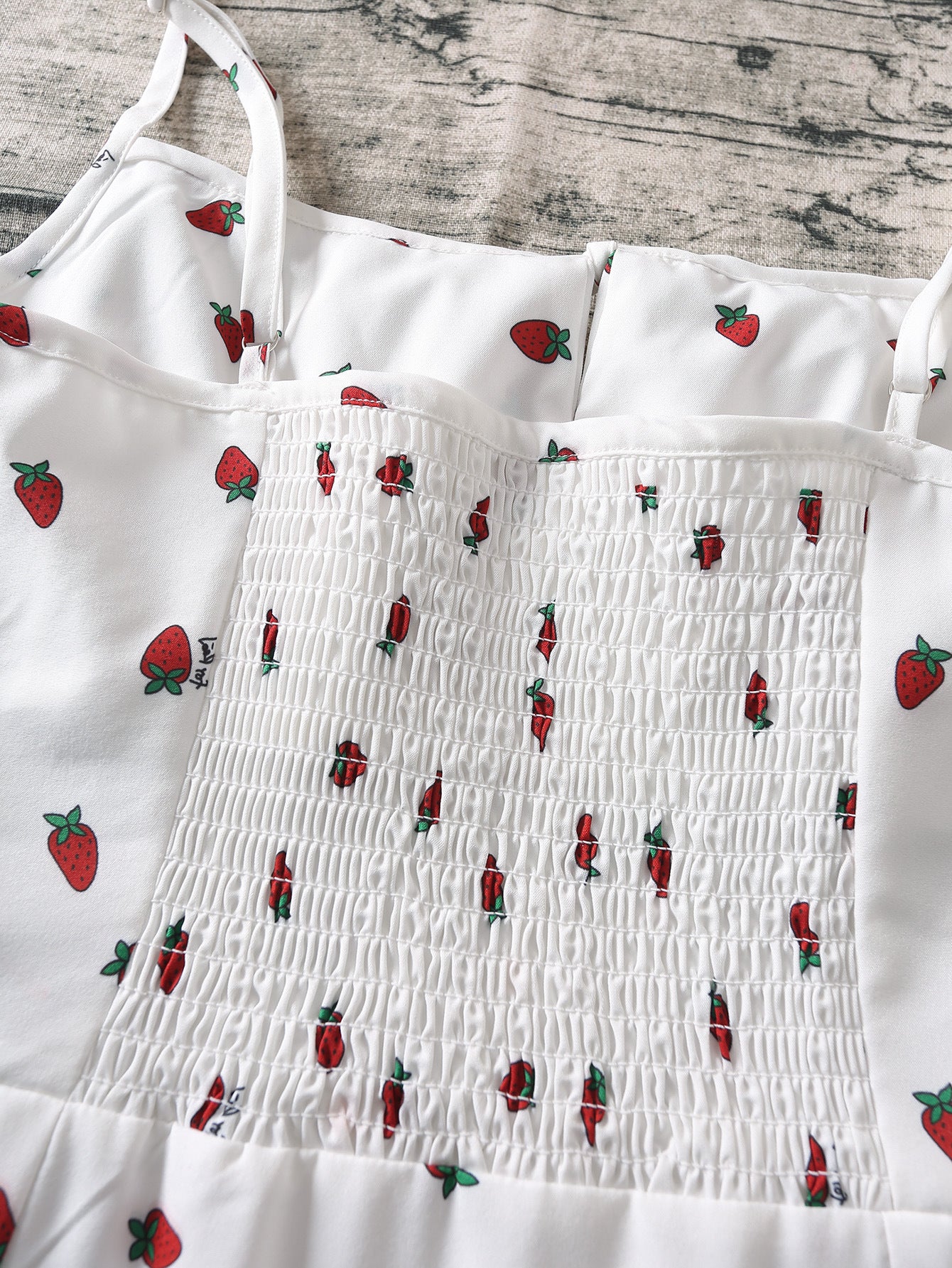 Voguable  Strawberry Print White Chiffon Long Dress Women Spaghetti Strap Vintage Boho Summer Beach Maxi Dress Sleeveless Sundress