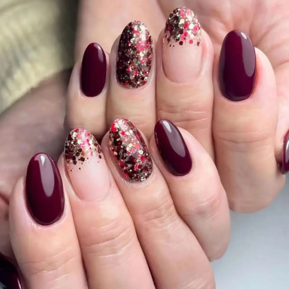 24pcs Long Almond False Nails French Pink Cloud Star Press on Nails Fake Nails DIY Manicure Detachable Gradient Flash Nail Tips