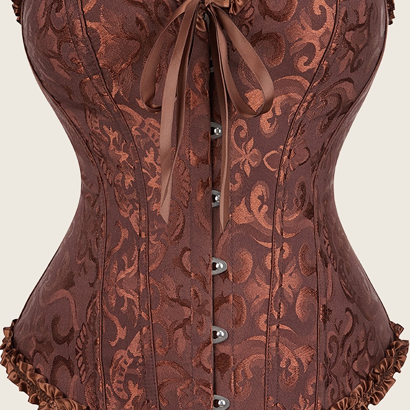 Ravishing Ruffle Strapless Corset Bustier - Sculpting Tummy Control, Lace-Up Jacquard Body Shaping, Adjustable Hooks, Comfortable Women's Lingerie & Shapewear for Hourglass Figure
