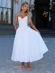 Temperament Low-Neck Elegant Dress Women Large Hem Halter Backless Skinny Summer New Trend Banquet Vacation Vestidos