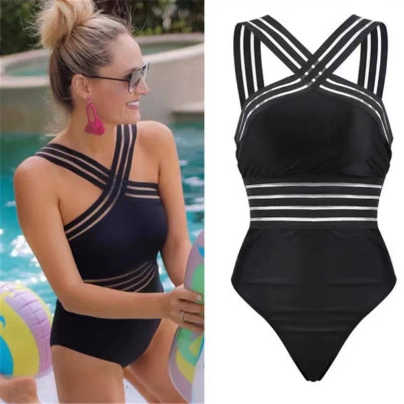 Voguable  Sexy Mesh Bikini Sets Women Push-up Padded Bra Halter High Waist Bikini Set Swimsuit Swimwear Summer Bathingsuit Suit Beachwear