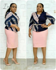 Ingvn - African Clothes 5XL 6XL Plus Size Suit Two Piece Set Women African Dresses For Women Print Top&Pencil Skirt Set Office Lady