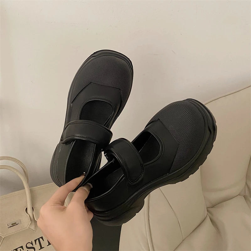 New French Style Women Espadrilles Casual Platform Zapatillas Mujer Black Daily Girls Mary Fashion Vintage Loafers Shoes