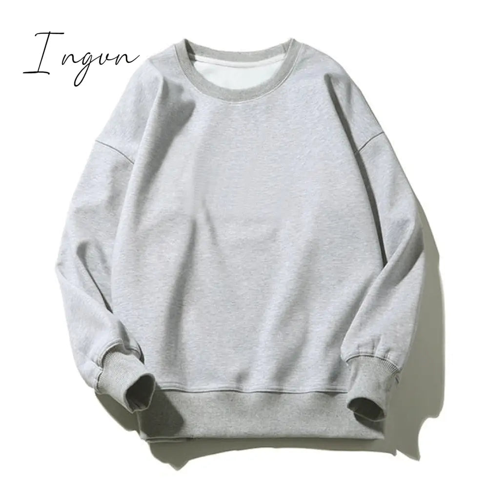 Ingvn - Women Unisex Couple Fleece 100% Cotton Suits 2 Pieces Sets Casual Tracksuit Hoodies Sweatshirt Pants Plus Size