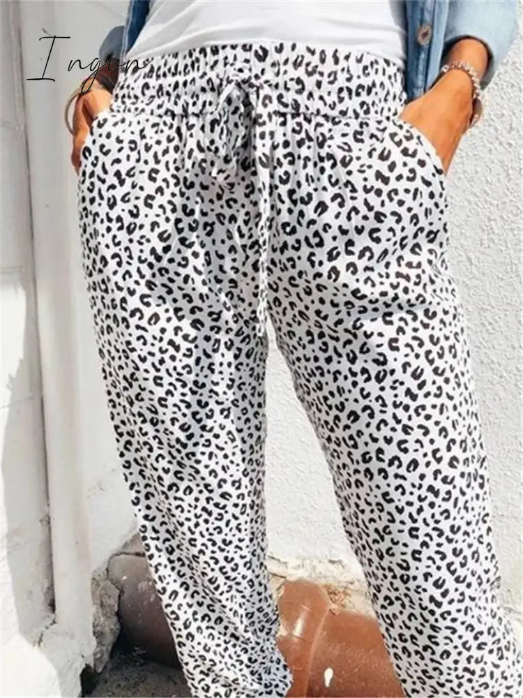 Ingvn - Women Fashion Casual Leopard Printed Trousers
