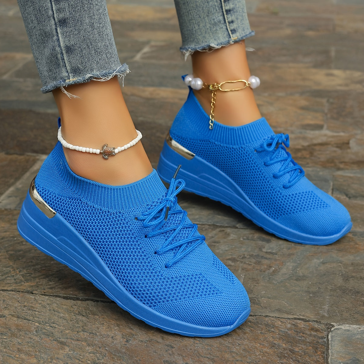 Womens Athletic Sneakers - Durable Non-Slip Sole, Breathable Fabric, Fashionable Lace-Up Design - Perfect for Daily Running & Outdoor Activities