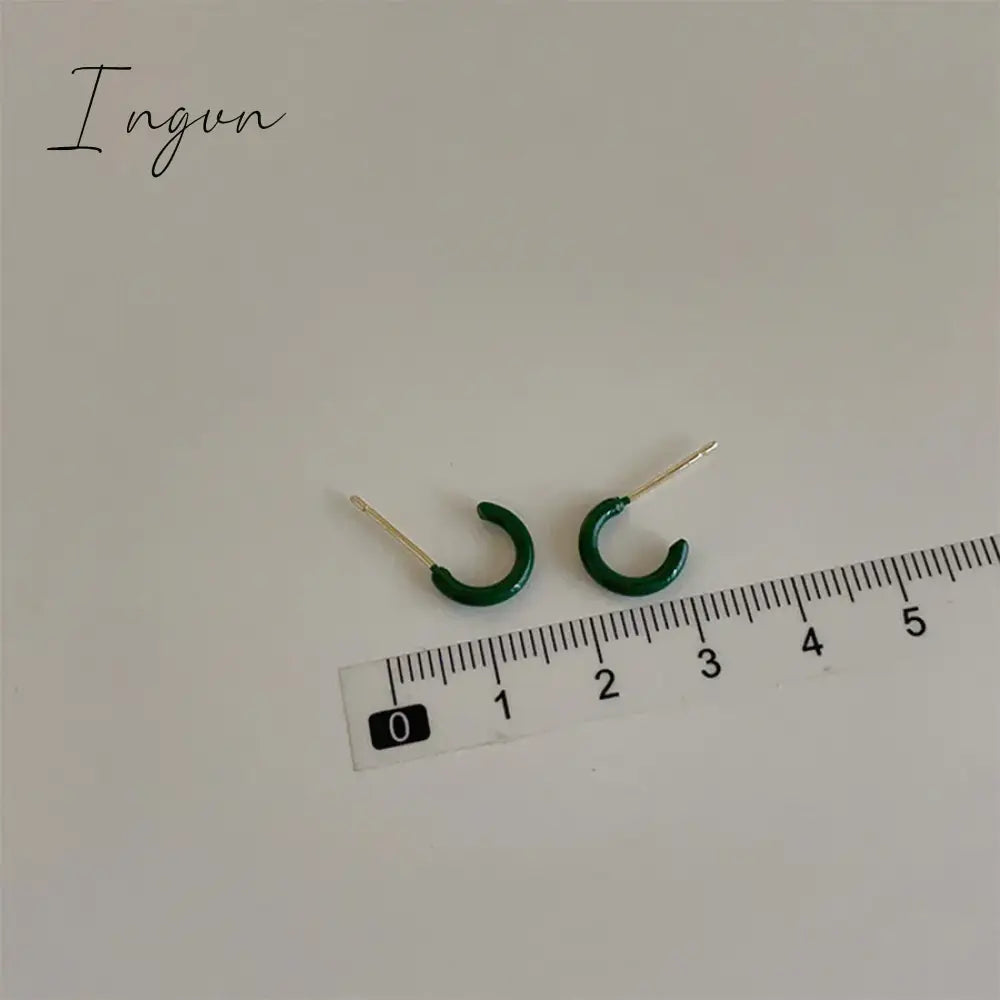 Trendy Simple Colorful Hoop Earrings for Women Exquisite Gold Plated Needle Studs Sweet Elegant Party Jewelry Girlfriend Gifts