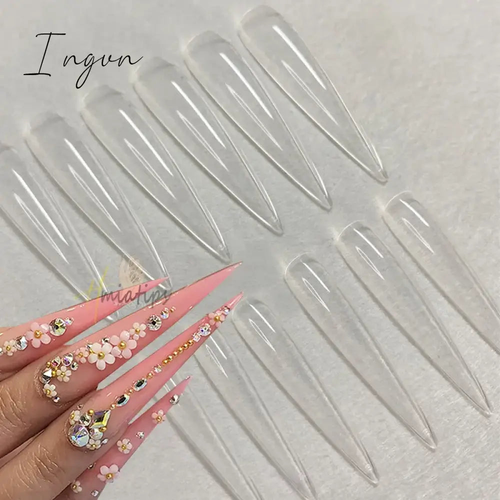 5Xl Extreme Long Stiletto Nails Full Cover Nails Artificial Acrylic False Nail Tips Press on Manicure Tool Accessories